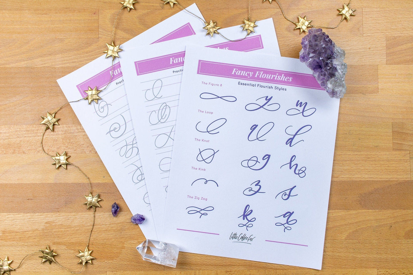 Fancy Flourishes Hand Lettering Printable Workbook | Practice Sheets | Handlettering Work Sheets | Modern Calligraphy Worksheets | Script